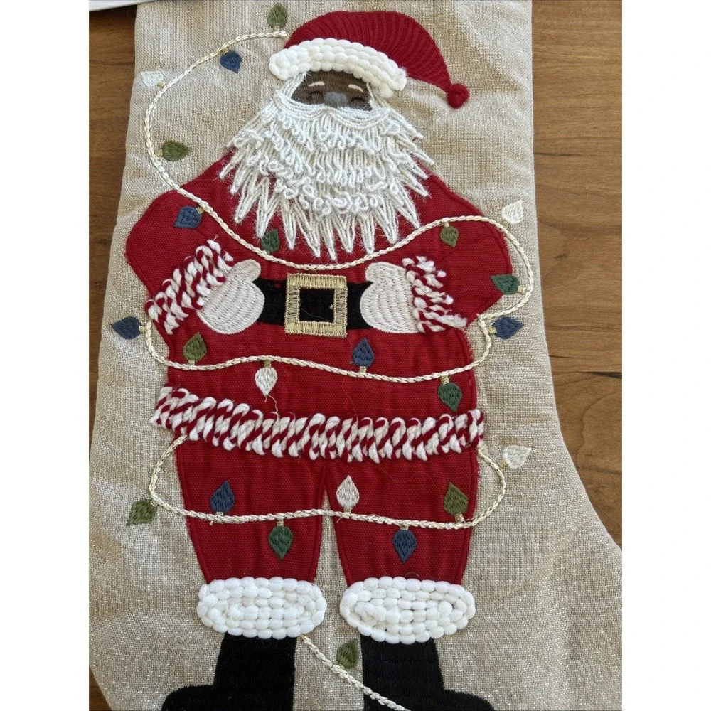 CYNTHIA ROWLEY Santa Christmas Tree Lights Stocking‎ 22 inch